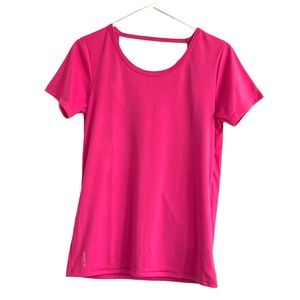 Champion Women’s Size S open Back Athlete Loose Casual Short Sleeve T-Shirt Pink